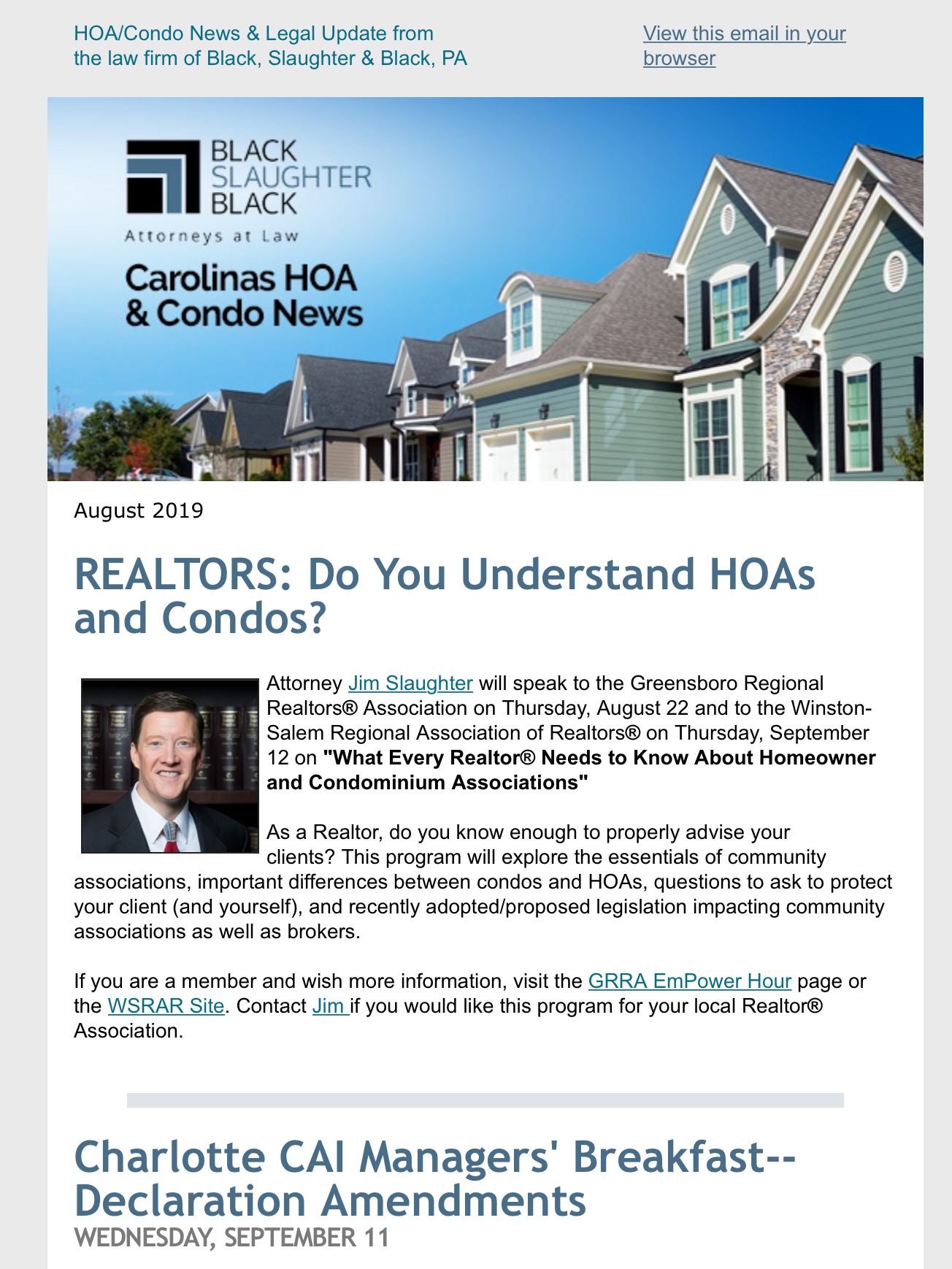 Carolinas HOA & Condo News - August 2019 - Law Firm Carolinas